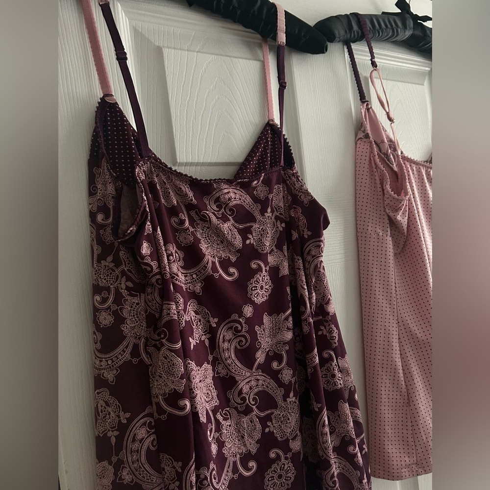 Apt. 9 Intimates Pair of Coquette Paisley Polka Dot Sleep Wear Tops with Bows LG - Picture 5 of 5